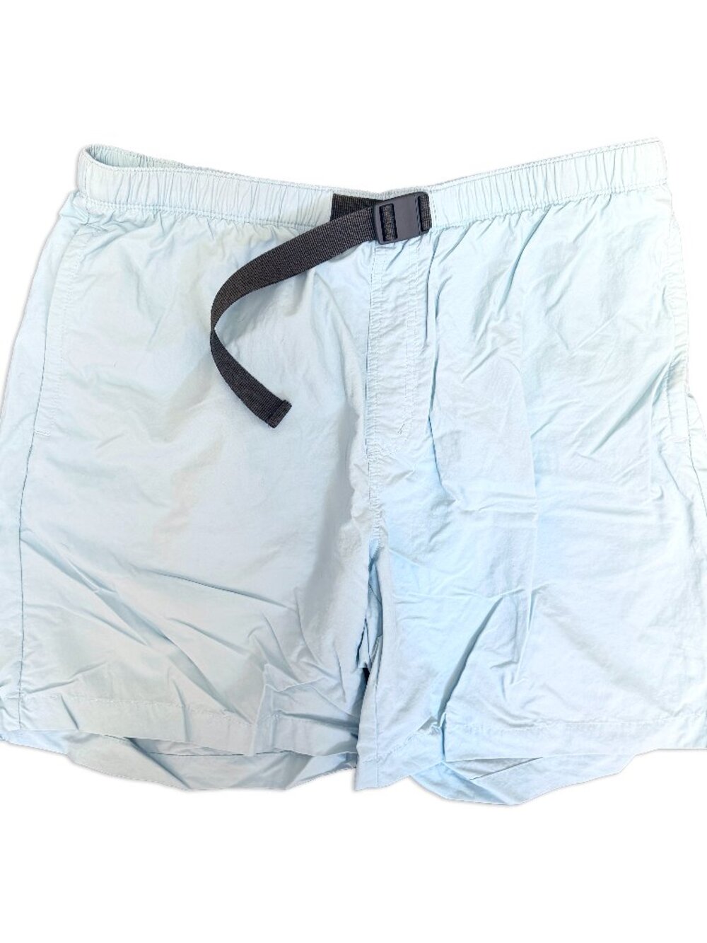 Columbia Shorts Mens L Light Blue Hiking Fishing Pockets Zipper Elastic Waist